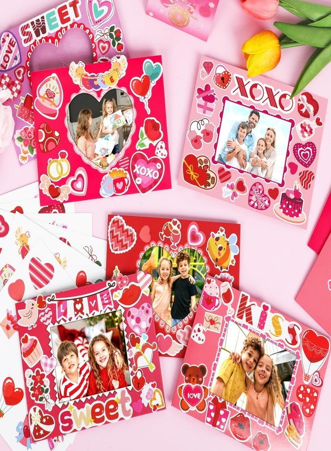 STEFORD 30 Sets Valentine Picture Frame Craft Kits, DIY Photo Crafts Frame with Valentine's Day Stickers for Kids Home Party Decoration Favors School Classroom Art Activities - Image 5